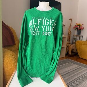 Tommy Hilfiger Bright Green Crewneck Sweatshirt with Navy Trim
